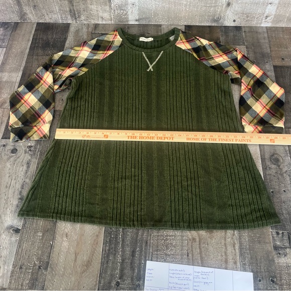 Southern Stitch Green & Plaid Top ~ XXL ~ NWOT - Picture 7 of 12